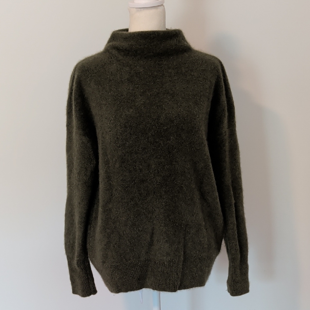 Vince Dark Olive Funnel Neck Cashmere Sweater
